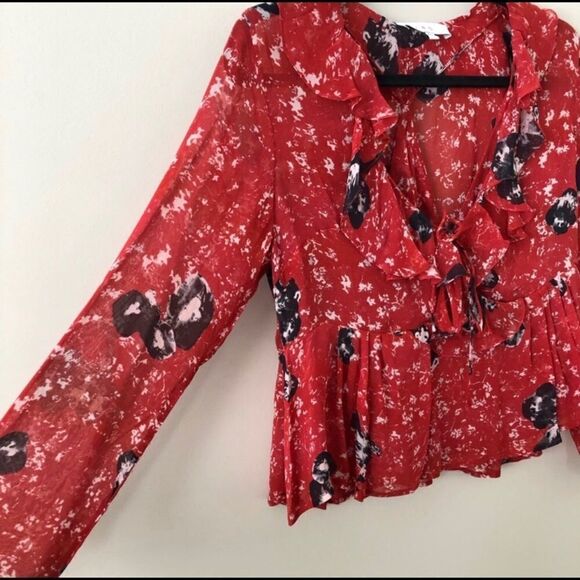 Iro -Venecia ruffled printed chiffon blouse - Picture 4 of 7